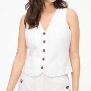 J. Crew Button Front Linen Blend Vest — Size 2